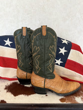 Load image into Gallery viewer, Montana Two Tone Eel Skin Exotic Vintage Cowboy Boots