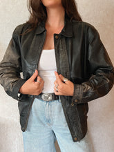 Load image into Gallery viewer, Vintage 90&#39;s Black Burnished Leather A-2 Jacket