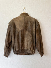 Load image into Gallery viewer, Vintage 80&#39;s Brown Burnished Leather Flight Jacket