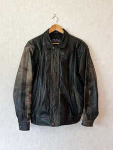 Vintage 90's Black Burnished Leather A-2 Jacket