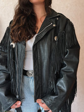 Load image into Gallery viewer, Vintage Concho Leather Fringe Jacket