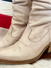 Load image into Gallery viewer, Cream Slouch Vintage Cowboy Boots