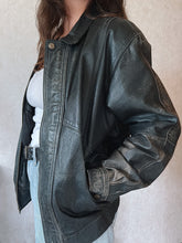 Load image into Gallery viewer, Vintage 90&#39;s Black Burnished Leather A-2 Jacket