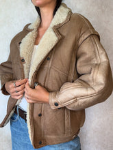 Load image into Gallery viewer, Vintage Sheepskin Aviator Jacket