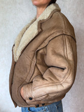 Load image into Gallery viewer, Vintage Sheepskin Aviator Jacket