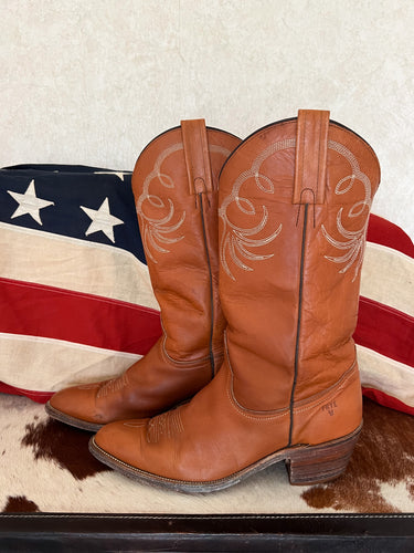Frye Tan Leather Vintage Cowboy Boots