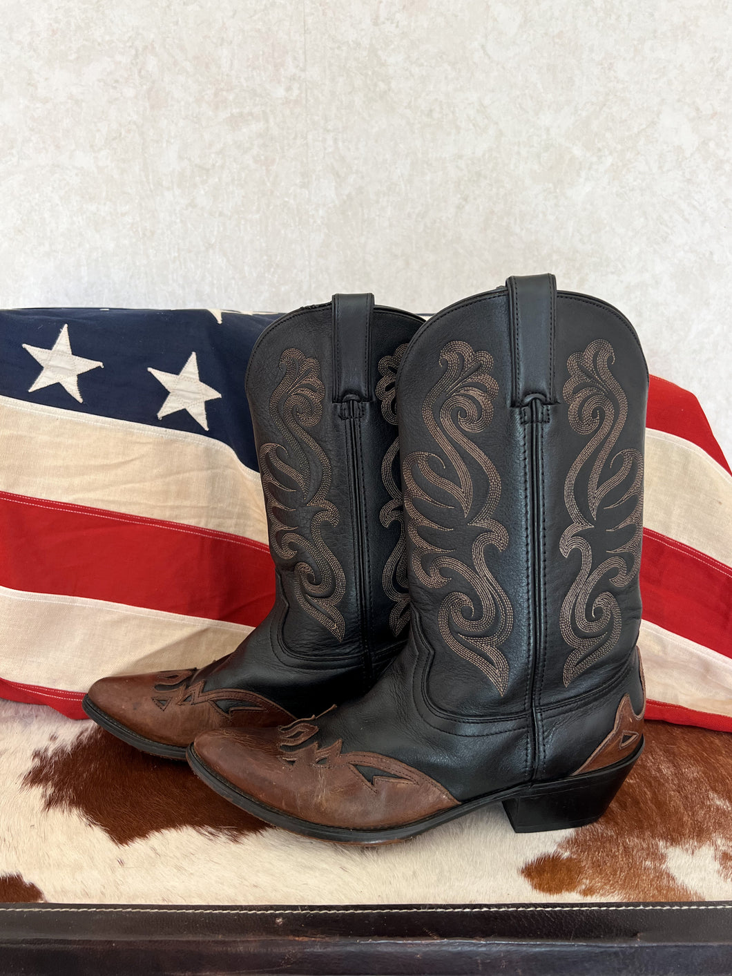 Durango Two Tone Embroidered Vintage Cowboy Boots