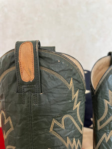 Montana Two Tone Eel Skin Exotic Vintage Cowboy Boots