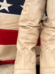 Cream Slouch Vintage Cowboy Boots