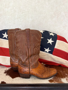 Lucchese Two Tone Ostrich Exotic Vintage Cowboy Boots