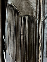 Load image into Gallery viewer, Vintage 80's Black Fringe Motorcycle Jacket