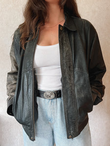 Vintage 90's Black Burnished Leather A-2 Jacket