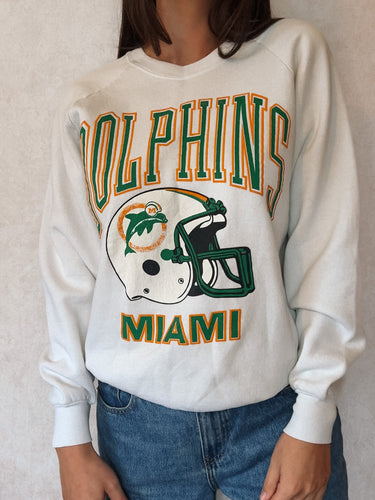 Vintage Miami Dolphins NFL White Crewneck Jumper