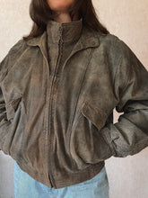 Load image into Gallery viewer, Vintage 90&#39;s Taupe Suede Bomber Flight Jacket