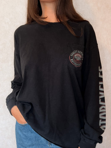 Boise Idaho Long Sleeve Washed Black Harley Davidson Tee