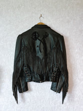 Load image into Gallery viewer, Vintage 80's Black Fringe Motorcycle Jacket