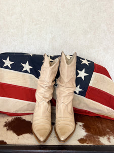 Cream Slouch Vintage Cowboy Boots