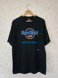 Newport Beach Distressed Black Hard Rock Cafe Tee
