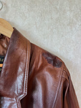 Load image into Gallery viewer, Vintage Cognac Cropped Leather Jacket