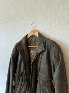 Vintage 90's Taupe Suede Bomber Flight Jacket