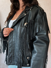 Load image into Gallery viewer, Vintage Concho Leather Fringe Jacket
