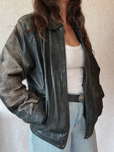 Load image into Gallery viewer, Vintage 90&#39;s Black Burnished Leather A-2 Jacket