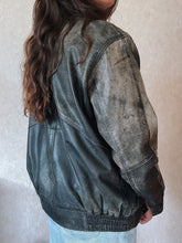Load image into Gallery viewer, Vintage 90&#39;s Black Burnished Leather A-2 Jacket