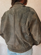 Load image into Gallery viewer, Vintage 90&#39;s Taupe Suede Bomber Flight Jacket