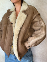 Load image into Gallery viewer, Vintage Sheepskin Aviator Jacket