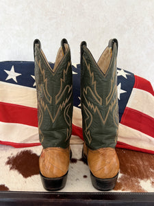 Montana Two Tone Eel Skin Exotic Vintage Cowboy Boots