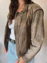 Load image into Gallery viewer, Vintage 80&#39;s Brown Burnished Leather Flight Jacket