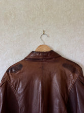 Load image into Gallery viewer, Vintage Cognac Cropped Leather Jacket