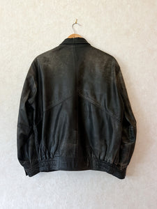Vintage 90's Black Burnished Leather A-2 Jacket
