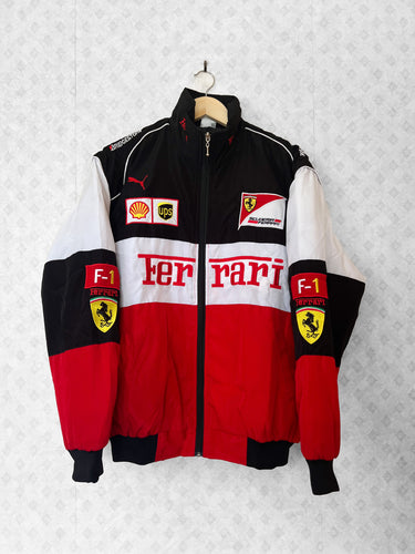 Black and White F1 Ferrari Racing Jacket