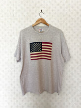 Load image into Gallery viewer, Hane&#39;s Vintage Grey Marle USA Flag Tee