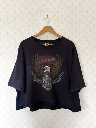 Bourbon St Harley Davidson Washed Navy Cropped Tee