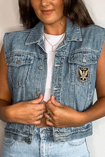 Load image into Gallery viewer, Boxy Semi-Cropped Patched Denim Vest