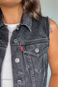 Levi's Raw Edge Crop Patched Denim Vest