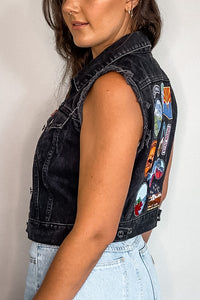 Levi's Raw Edge Crop Patched Denim Vest