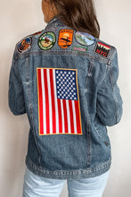 Load image into Gallery viewer, Wrangler Mid Wash Patched Denim Jacket