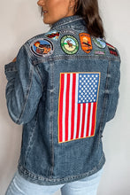 Load image into Gallery viewer, Wrangler Mid Wash Patched Denim Jacket