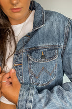 Load image into Gallery viewer, Wrangler Mid Wash Patched Denim Jacket