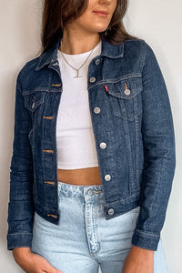 Levi's Semi-Cropped Indigo Patched Denim Jacket