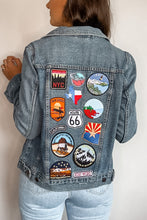 Load image into Gallery viewer, Distressed Oversized Patched Denim Trucker Jacket