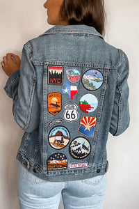 Distressed Oversized Patched Denim Trucker Jacket