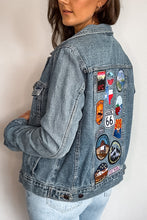 Load image into Gallery viewer, Distressed Oversized Patched Denim Trucker Jacket