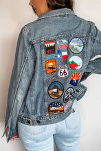 Load image into Gallery viewer, Distressed Oversized Patched Denim Trucker Jacket