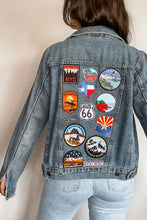 Load image into Gallery viewer, Distressed Oversized Patched Denim Trucker Jacket