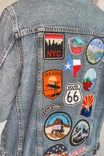 Load image into Gallery viewer, Distressed Oversized Patched Denim Trucker Jacket