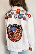 Load image into Gallery viewer, Oversized White Denim Patched Jacket (Eagle)